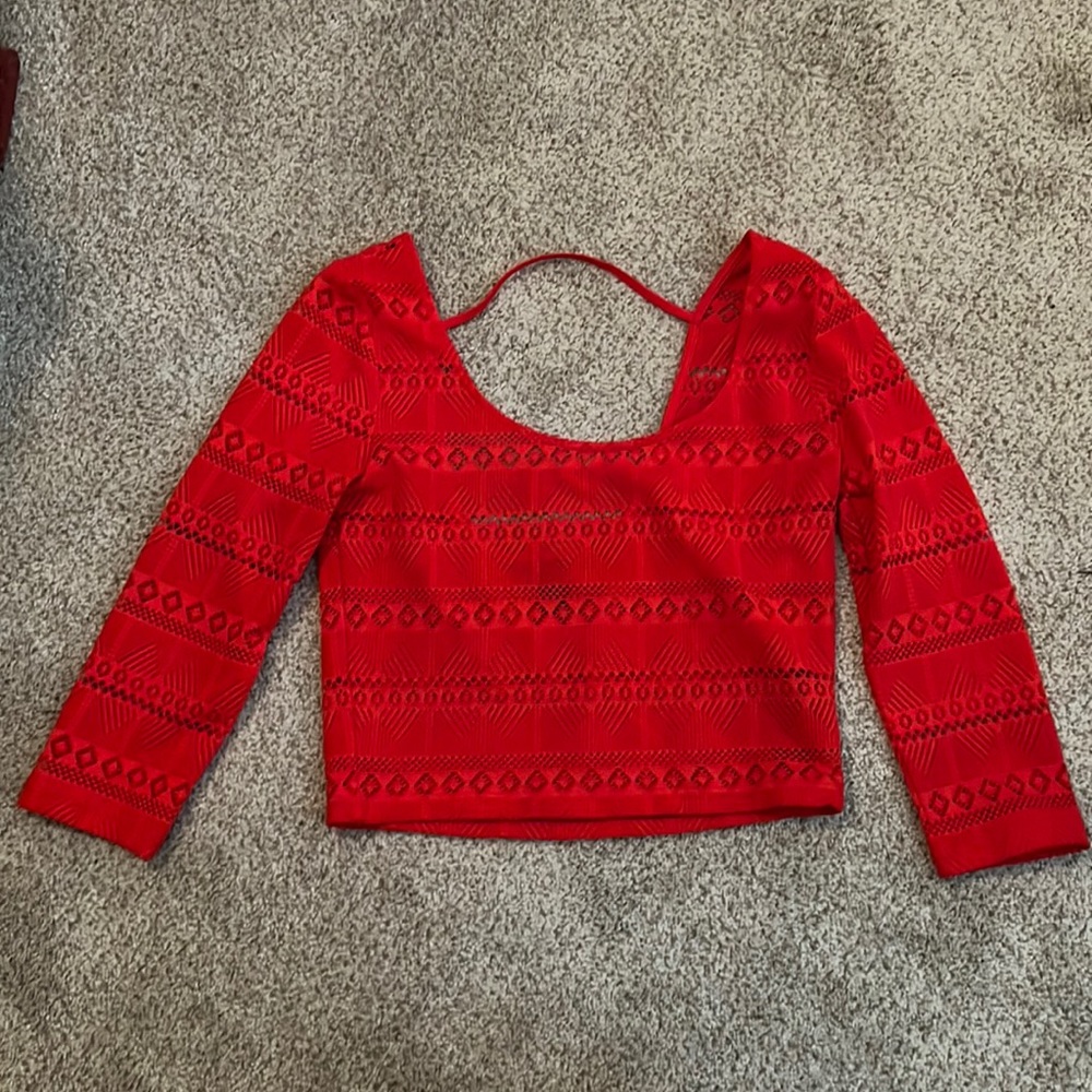Forever 21 red coral crop top shirt
